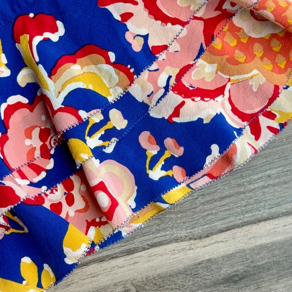 Tory Burch Aloisa A-Line Floral Cinch Waist Flutter Sleeve Silk Mini Dress 12 - Picture 13 of 16